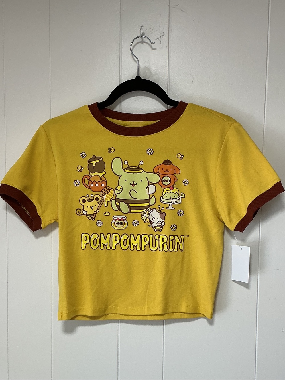 Yellow Graphic Ringer Crop Tee